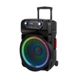 Garso sistema nešiojama 18" (46cm) 240W 38Hz - 18kHz 2 UHF mikrofonai, SD, Bluetooth, FM, USB, LED Kruger&Matz 